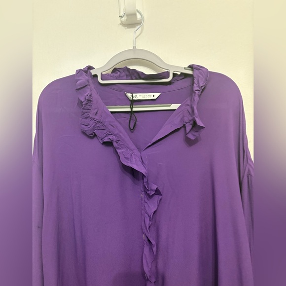 Zara Purple Ruffle Blouse - Picture 3 of 6